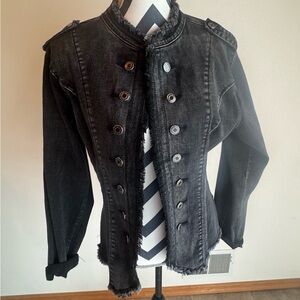 Stylish Black Denim Jacket with Button Details